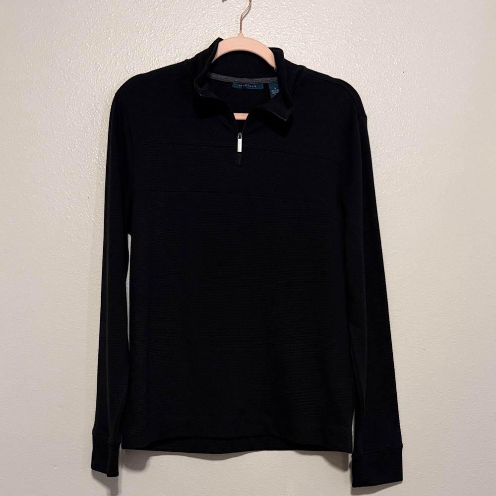 Perry Ellis Oversized Black Quarter-Zip Sweatshirt